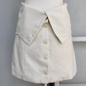 The Frankie Shop RARE Cream Fold Down Button Wool Blend Mini Skirt Size Medium